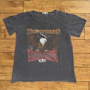 Junk Food King Of Beers T-Shirt Black Large 21x25 Made In USA